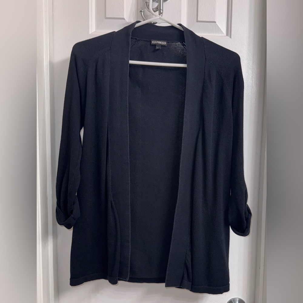 Express Women's Elegant Black Lightweight Sweater Cardigan, Size XS